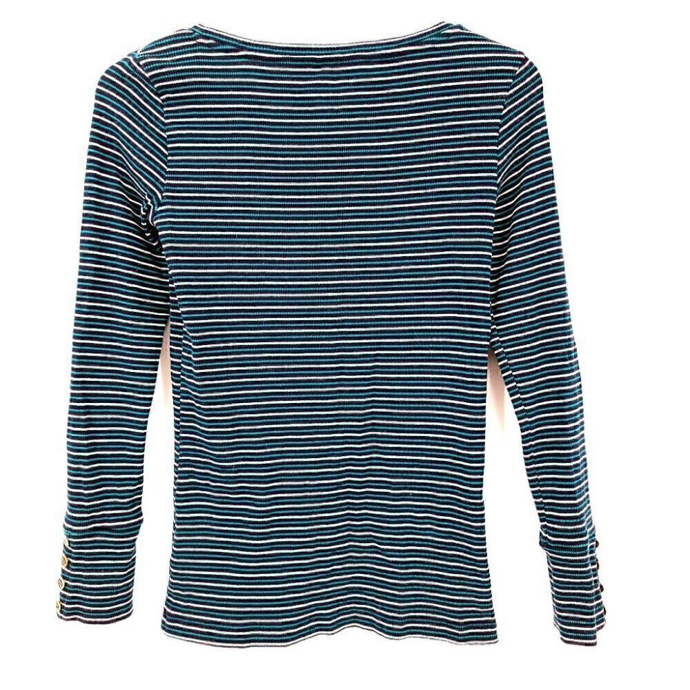 Talbots Petites Women's SP 100% Cotton Striped Flexible Long Sleeve Shirt - Picture 9 of 13